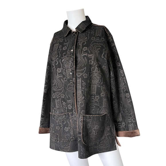 Chico's Jackets & Blazers - Vintage Chicos Faux Suede Jacket Dark Chocolate Brown Patterned Size Medium M